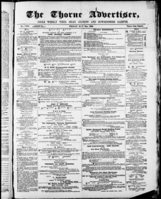 cover page of Isle of Axholme & Thorne Advertiser published on May 3, 1889