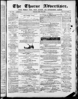 cover page of Isle of Axholme & Thorne Advertiser published on June 21, 1889
