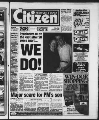 cover page of Newport Pagnell Citizen published on June 13, 1996