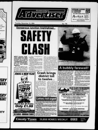 cover page of Horsham Advertiser published on December 13, 1994