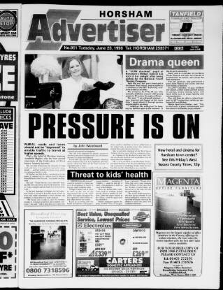 cover page of Horsham Advertiser published on June 23, 1998