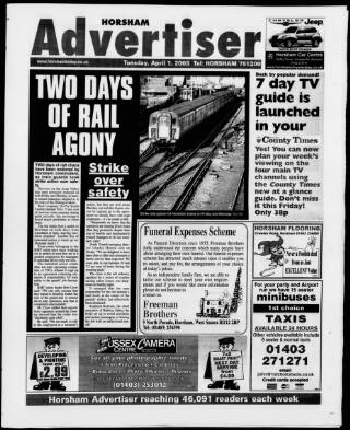 cover page of Horsham Advertiser published on April 1, 2003