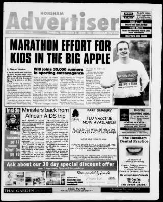 cover page of Horsham Advertiser published on November 2, 2004