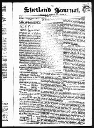 cover page of Orkney and Shetland Journal published on April 1, 1837
