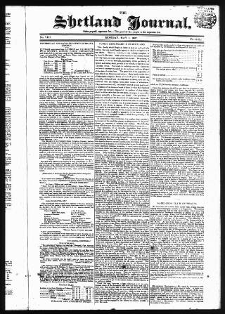 cover page of Orkney and Shetland Journal published on May 1, 1837