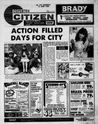 cover page of Coventry Citizen published on June 13, 1985