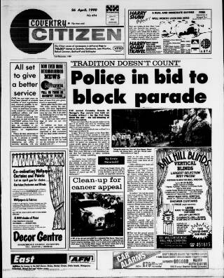 cover page of Coventry Citizen published on April 26, 1990