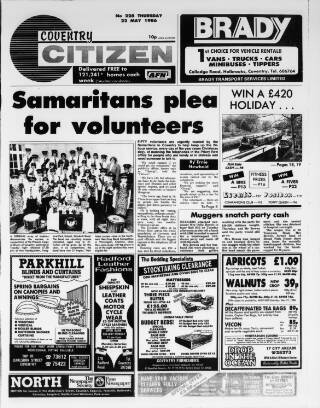cover page of Coventry Citizen published on May 22, 1986