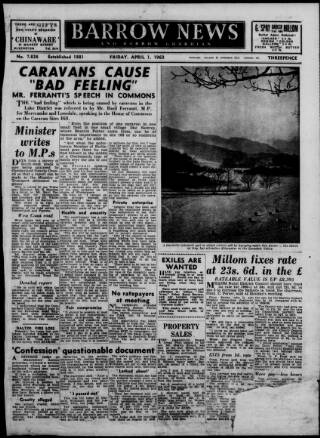 cover page of Barrow News published on April 1, 1960