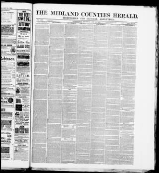 cover page of Midland Counties Herald published on May 22, 1884