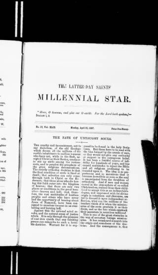 cover page of Latter-Day Saints' Millennial Star published on April 25, 1887
