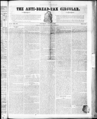 cover page of Anti Corn-Law Circular published on April 21, 1842