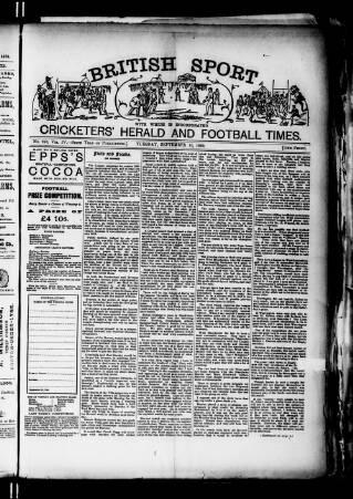 cover page of Cricketers' Herald, Athletic & Football Times published on September 10, 1889