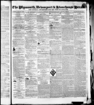 cover page of Plymouth Herald and Devonshire Freeholder published on August 31, 1839