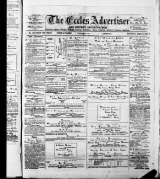 cover page of Eccles Advertiser and District Recorder published on April 6, 1889