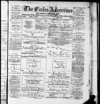cover page of Eccles Advertiser and District Recorder published on August 31, 1889