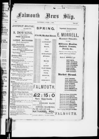 cover page of Falmouth News Slip published on June 1, 1889