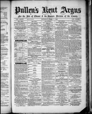 cover page of Pullen's Kent Argus published on April 1, 1882