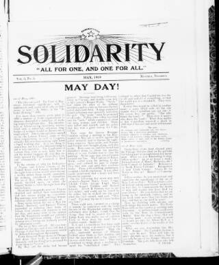 cover page of Solidarity published on May 1, 1919