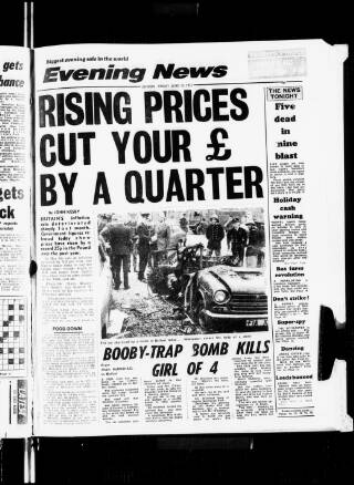 cover page of Evening News (London) published on June 13, 1975