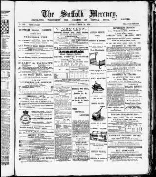 cover page of Suffolk Mercury published on June 13, 1874