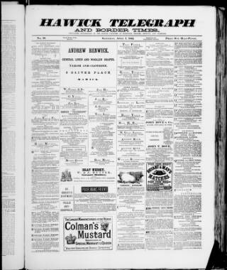 cover page of Hawick Telegraph and Border Times published on April 1, 1882