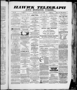 cover page of Hawick Telegraph and Border Times published on August 17, 1882