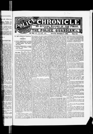 cover page of Police Chronicle published on November 2, 1895