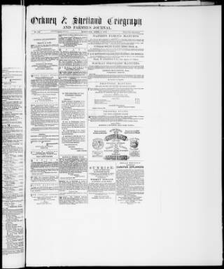 cover page of Orkney & Shetland Telegraph published on April 1, 1880