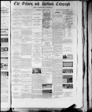 cover page of Orkney & Shetland Telegraph published on May 22, 1883