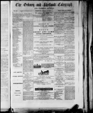 cover page of Orkney & Shetland Telegraph published on August 28, 1883
