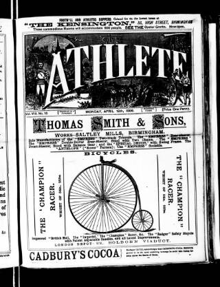 cover page of Midland Athlete published on April 12, 1886