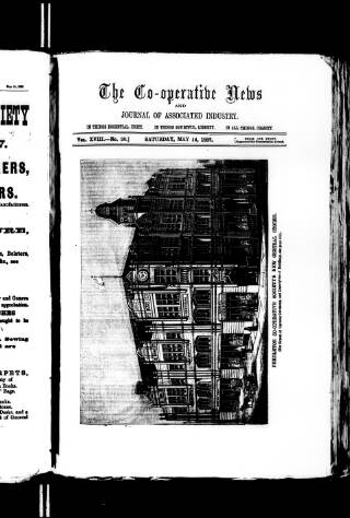 cover page of Co-operative News published on May 14, 1887