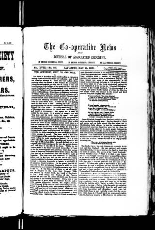 cover page of Co-operative News published on May 28, 1887