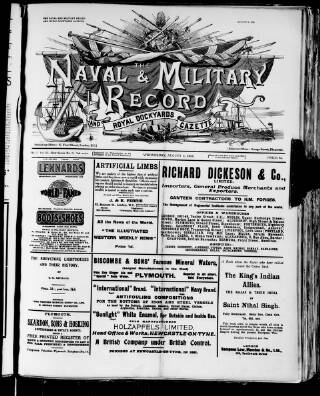 cover page of Naval & Military Record and Royal Dockyards Gazette published on August 2, 1916