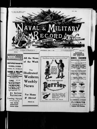 cover page of Naval & Military Record and Royal Dockyards Gazette published on April 1, 1931