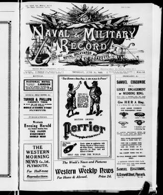cover page of Naval & Military Record and Royal Dockyards Gazette published on June 13, 1935