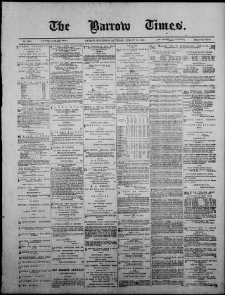 cover page of Barrow Times published on August 28, 1880