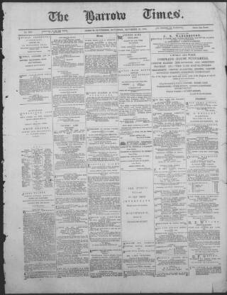 cover page of Barrow Times published on November 26, 1881