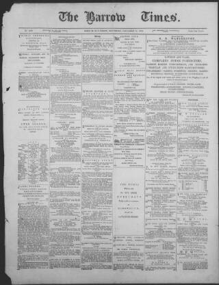cover page of Barrow Times published on December 24, 1881