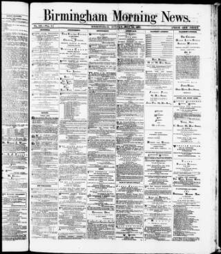cover page of Birmingham Morning News published on May 22, 1871