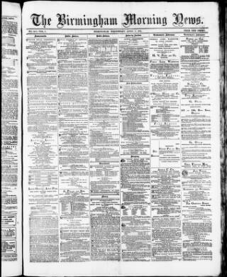 cover page of Birmingham Morning News published on April 1, 1874