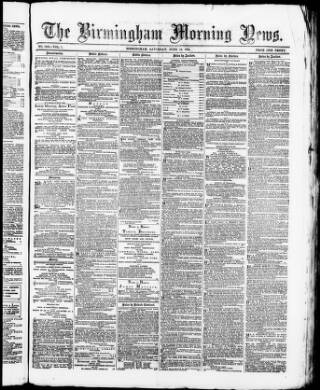 cover page of Birmingham Morning News published on June 13, 1874