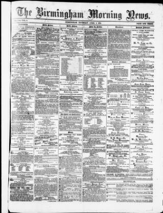 cover page of Birmingham Morning News published on April 1, 1875