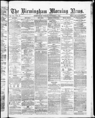 cover page of Birmingham Morning News published on November 2, 1875