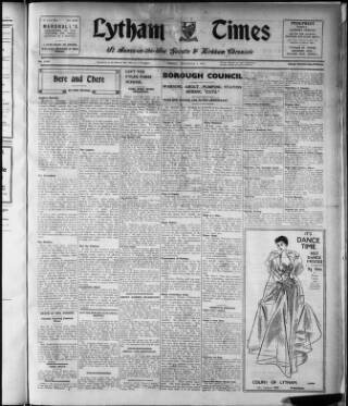 cover page of Lytham Times published on November 2, 1951
