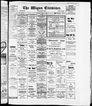 cover page of Wigan Examiner published on April 1, 1909