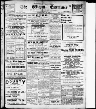 cover page of Wigan Examiner published on May 22, 1920