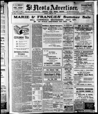 cover page of St. Neots Advertiser published on June 30, 1916