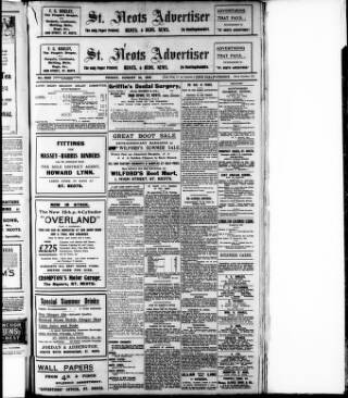 cover page of St. Neots Advertiser published on August 18, 1916